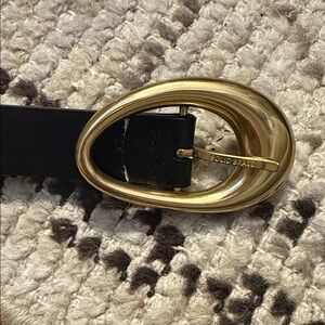 Aritzia Black Belt with Gold Buckle